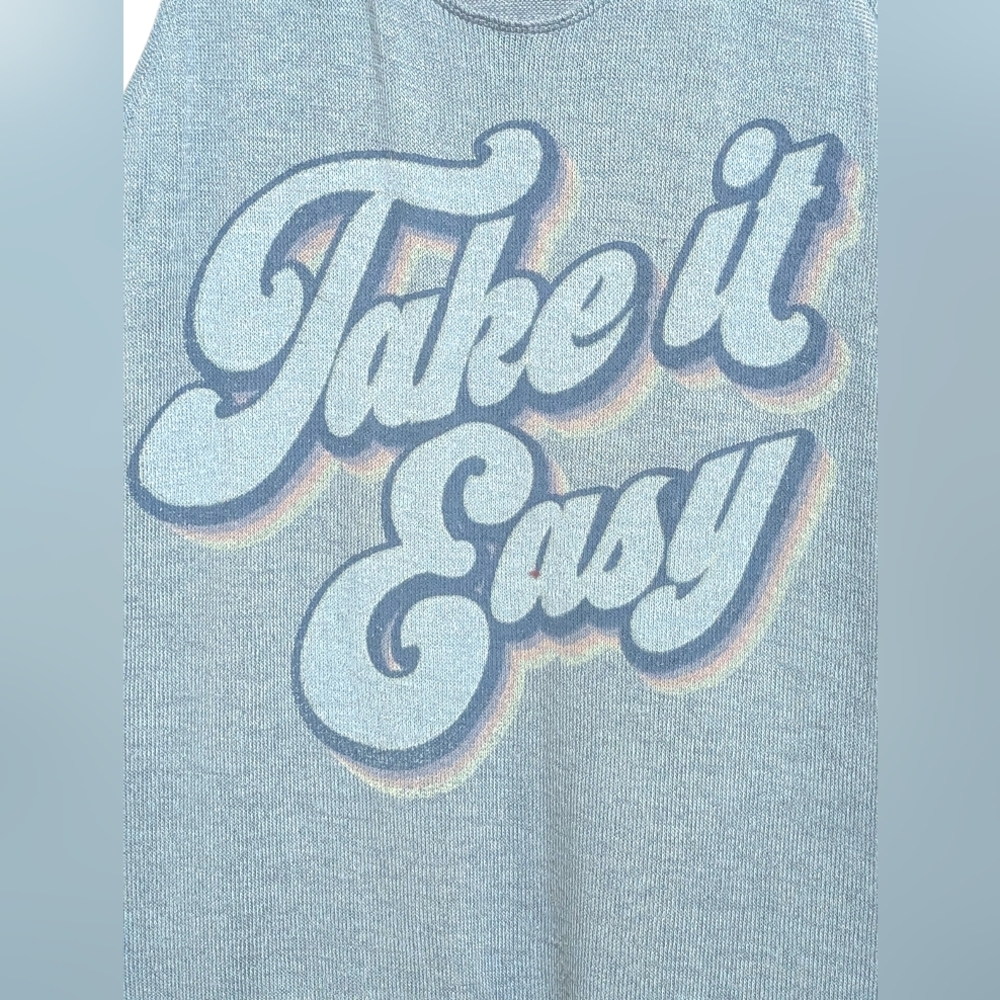 😎 LOL Vintage "Take it Easy" Ribbed Racerback Tank Top- Size XS Retro - Picture 4 of 5